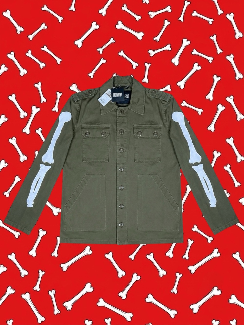Iron Fist NWT 100% Cotton Retro Punk Grunge Goth Utility Military Bones Jacket M